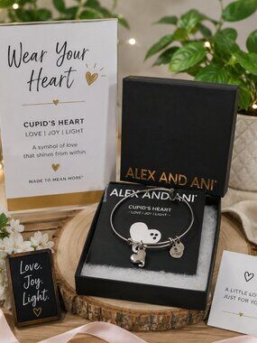 Alex and Ani "Cupid's Heart" Expandable Wire Bangle